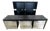 Modern Storage Cabinets From Armani Xchange ; Brushed Steel and Ebonized Wood For Sale