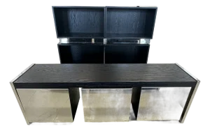 Modern Storage Cabinets From Armani Xchange ; Brushed Steel and Ebonized Wood