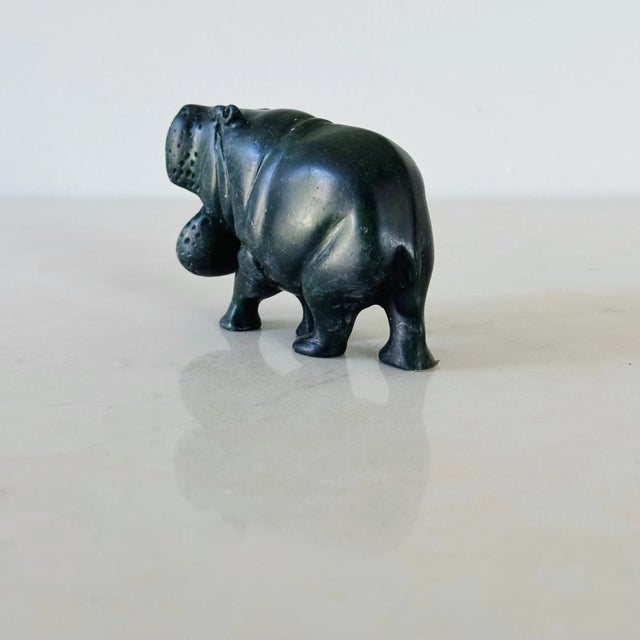 Mid 20th Century Mid-Century Hand Carved African Hippo of Green Verdite / Malachite Stone For Sale - Image 5 of 8
