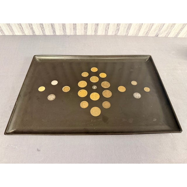 Mid-Century Modern Mid-Century Coins of the World Tray With Original Stand For Sale - Image 3 of 10