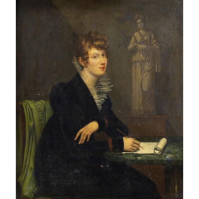 Hans Thoma, Portrait of Ida Müller, Single Woman Scholderer, 19th Century, Oil Painting on Canvas, Framed For Sale - Image 4 of 6