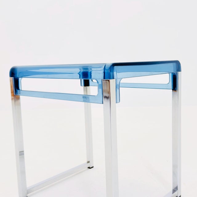 Mid-Century Space Age Blue Side Table by Marc Berthier for Prisunic, 1970s For Sale - Image 6 of 11