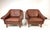 Pair of 1960's Danish Leather Lounge Chairs by Aage Christiansen for Erhardsen & Andersen. Stained Teak legs. Made in...