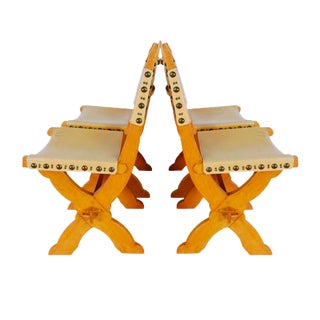 Large Oak & Leather Dining Chairs by Bram Sprij, the Netherlands, Set of 4 For Sale