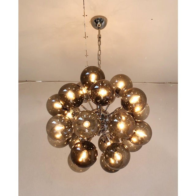 21st Century Nova Polished Nickel Smoky Murano Sputnik Chandelier by Fabio LTD For Sale - Image 6 of 8