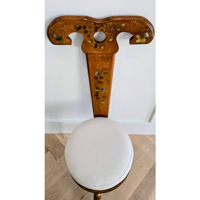 American 1960s Hand-Painted Ram Accent Chair – 3-Leg Maple, Standard Chair of Gardner For Sale - Image 3 of 9