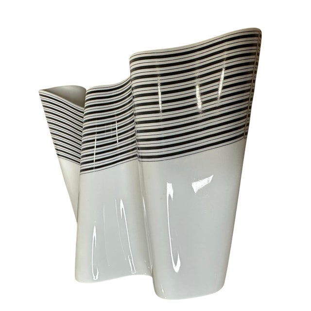 Sculptural Op Art porcelain vase designed by Barbara Brenner for Rosenthal Studio Line, Germany, circa 1960s. More art...