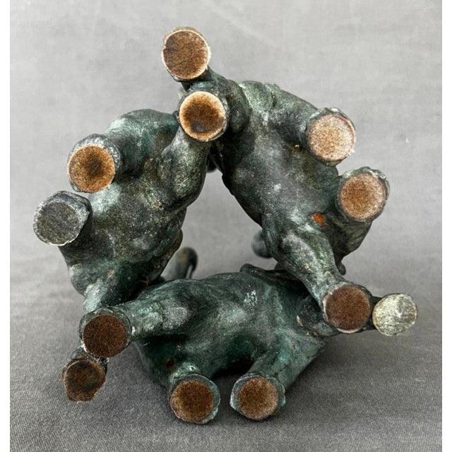 Metal Bronze Elephants in a Circle with a Crystal Ball, 1980 For Sale - Image 7 of 8