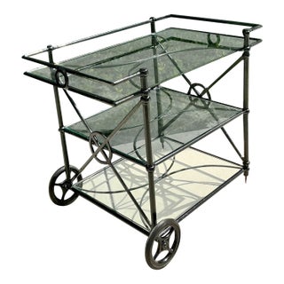 Vintage Regency Wrought Iron Target Dry Bar For Sale