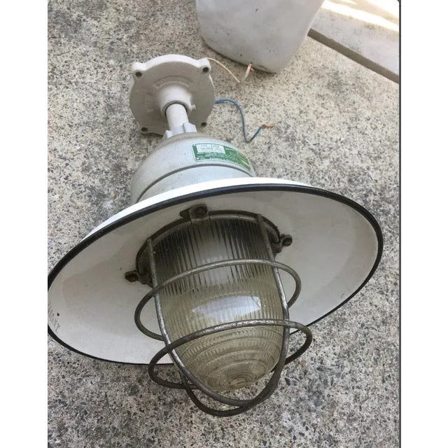 Nautical Vintage 1950s Russell & Stoll Nautical Caged Enamel Cover Boat Light For Sale - Image 3 of 8