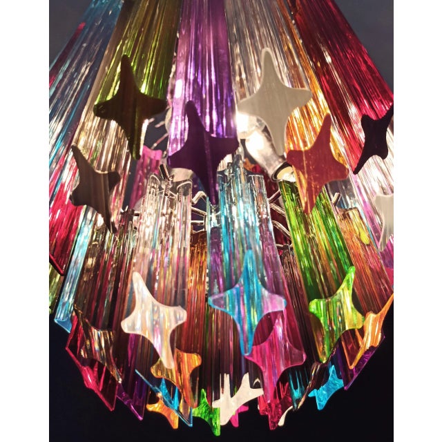 Medium Murano Glass Chandelier 47 Multicolored Prisms For Sale In Los Angeles - Image 6 of 11