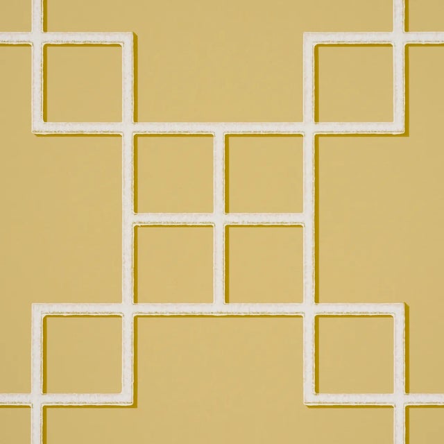 Contemporary Schumacher Georgette Trellis Wallpaper In Buttercup For Sale - Image 3 of 4