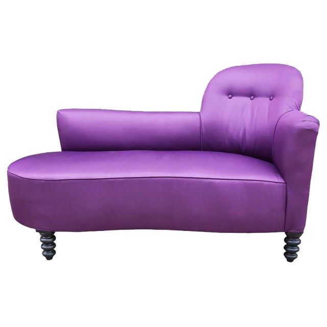 Purple Satin Chaise Lounge, 1930s For Sale