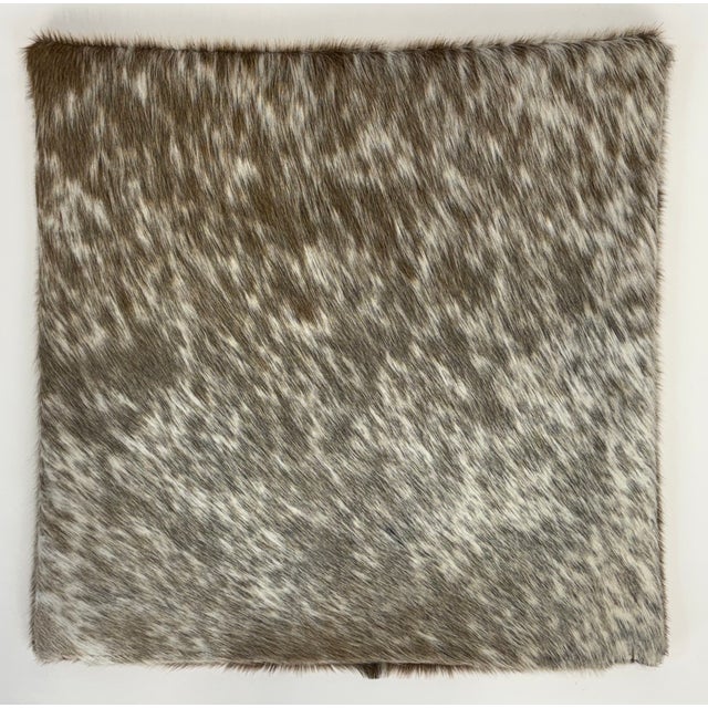 Reversible 18” X 18” Premium Brazilian Speckled Cowhide Pillow Cover – Short Hair - Handcrafted by Pablo Sota Designs For Sale - Image 4 of 11