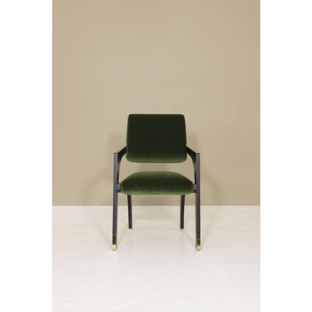Arches Dining Chair in Green Cotton Velvet by InsidherLand For Sale - Image 6 of 11