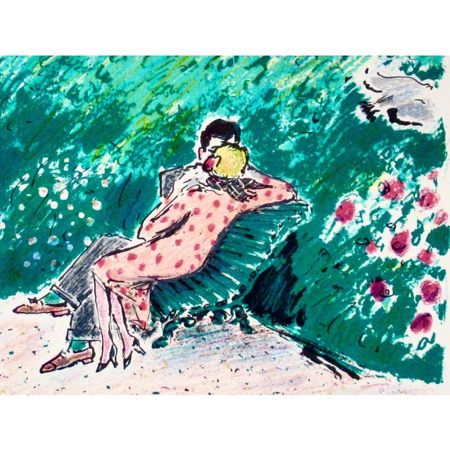 Impressionist Jean-Pierre Cassigneul Les Amoureux Sur Un Banc C. 1980 Reproduction Print For Sale - Image 3 of 7