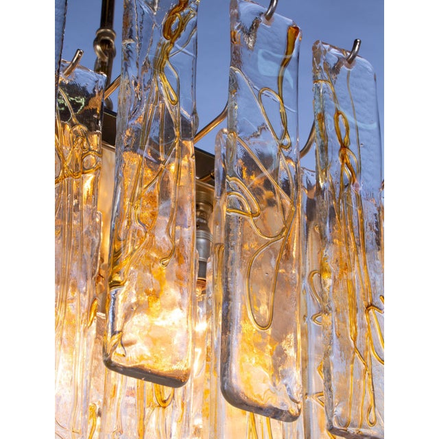 1960s Large Amber Murano Glass 13 Light Chandelier Pendant Lamp, 1970s For Sale - Image 5 of 13