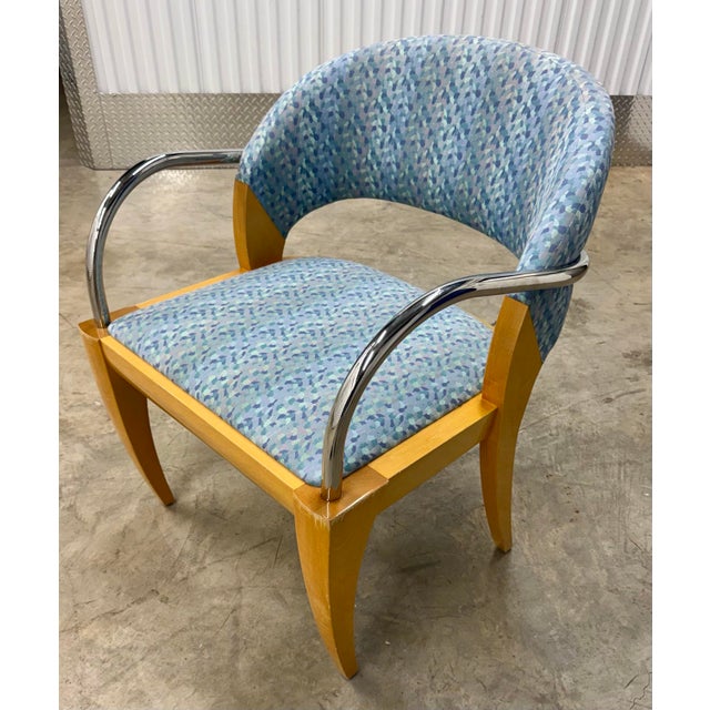 Brueton Late 20th Century Set of 4 Mitchell Pickard for Brueton Chrome and Wood Willow Chairs For Sale - Image 4 of 10