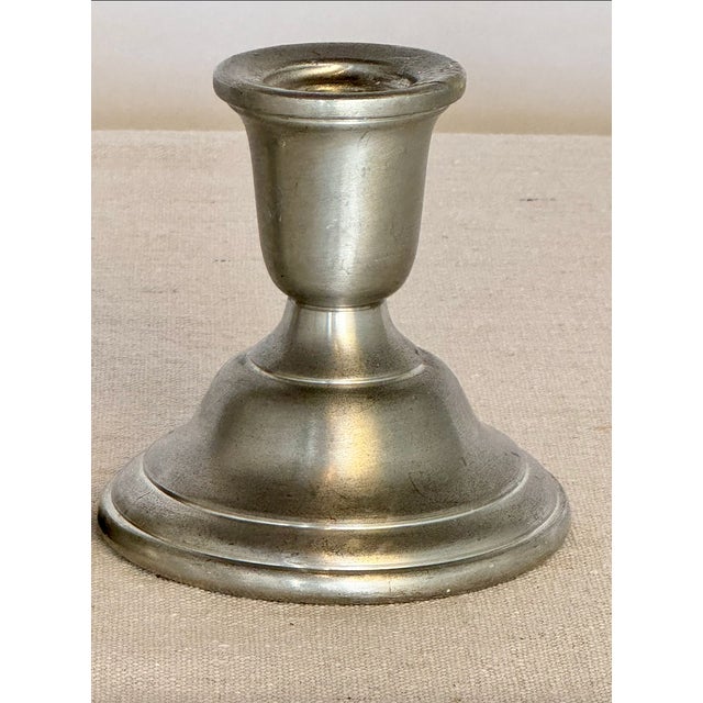 Vintage American Solid Pewter Candlesticks, Pair.