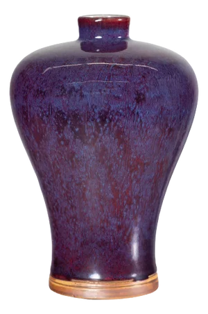 Deep Purple Meiping Vase with Glossy Two-Tone Glaze and Elegant Curved Form