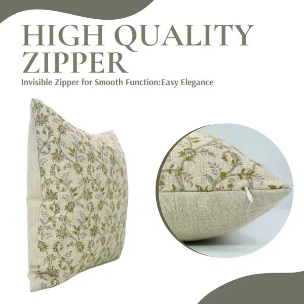 Modern Fabdivine Throw Pillow Cover 24x24 Inch Handmade Thick Linen Cushion With Block Print- Varanshi For Sale - Image 3 of 5