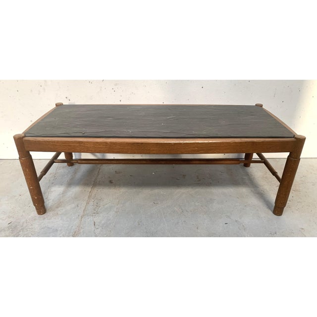 20th Century Oak Coffee Table with Slate Top For Sale - Image 9 of 9