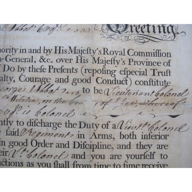 Traditional Thomas Hutchinson Appoint George Abbot to Lt. Colonel 4th Militia 1771 Document For Sale - Image 3 of 7