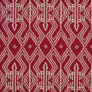 Schumacher Asaka Ikat Fabric in Red For Sale