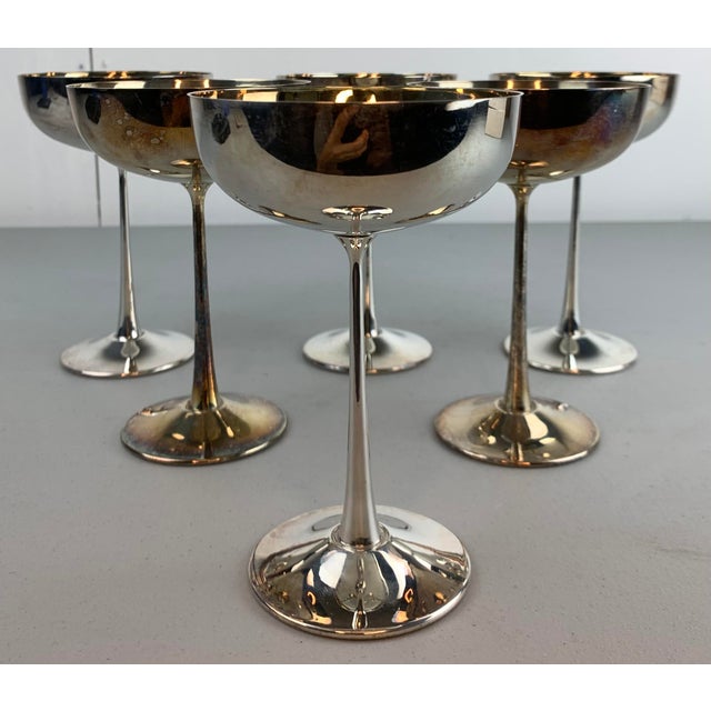 Vintage De Uberti Silver Plated Champagne Coupes - Set of 6 For Sale - Image 4 of 7