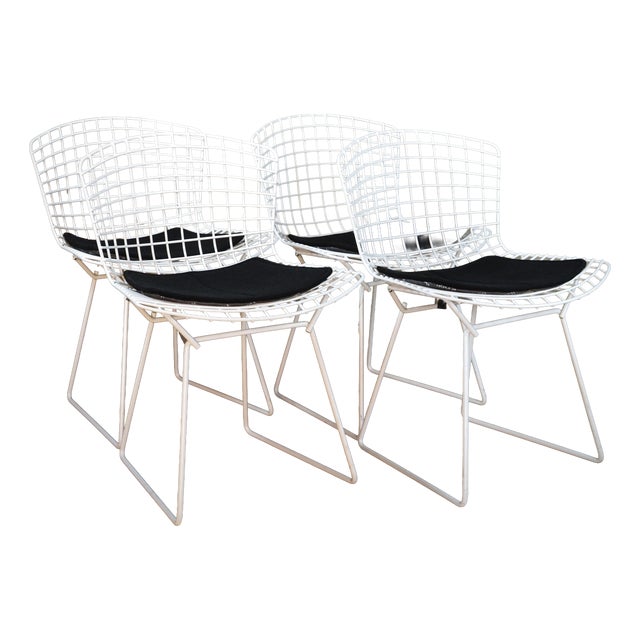 Bertoia Side Chairs with Cushion by Harry Bertoia for Knoll International, Set of 4 For Sale
