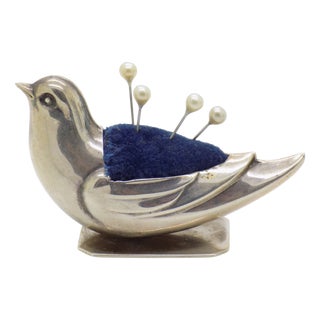 Vintage Italian Handmade Sterling Silver 925 Bird-Shaped Pin Cushion, Italy, 1970s For Sale