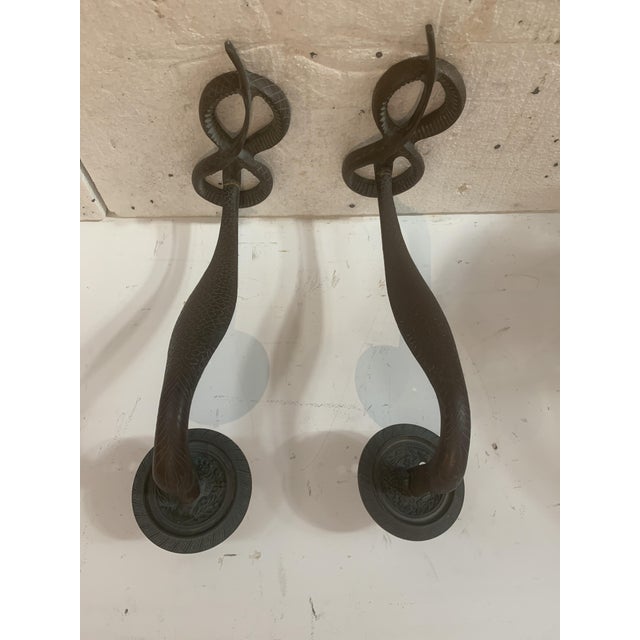Bronze Wall Sconces with Snake, Set of 2 For Sale - Image 5 of 8