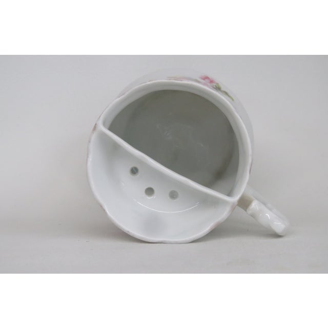 Ceramic Mid 20th Century Porcelain Floral Pink Green Shaving Mug Cup 4560b For Sale - Image 7 of 11