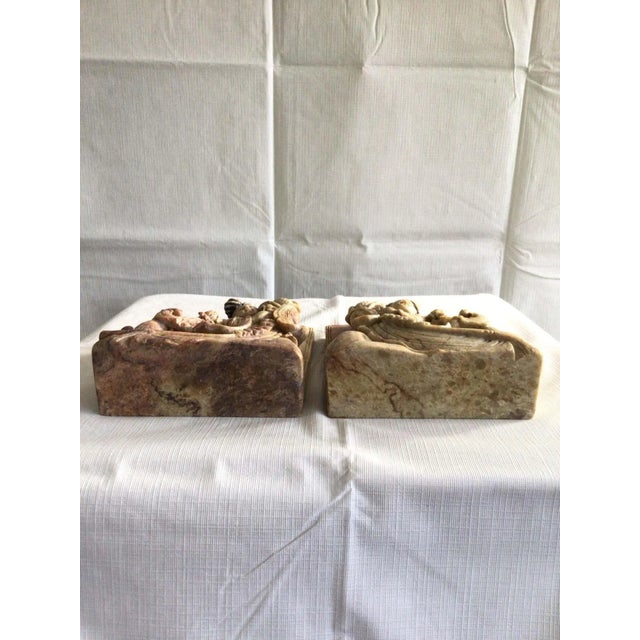 1920s Carved Soapstone Bookends - A Pair For Sale In New York - Image 6 of 13