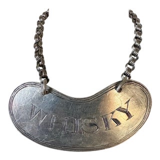 19th Century Mid Century Modern Sterling Silver "Whisky" Decanter Label For Sale