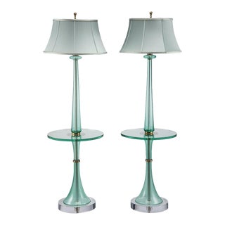 Mid-Century Modern Murano Glass Floor Lamps by Marbro Lamp Company - a Pair For Sale
