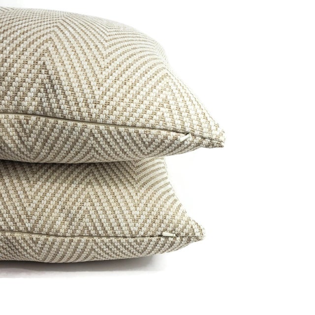 Textile Kravet Bow Herringbone in Sand Pillow Cover For Sale - Image 7 of 7