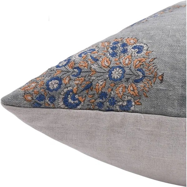Rustic Fabdivine Rustic Block Print Pillow Cover 24x24 Inch Handmade Thick Linen - Guldasta For Sale - Image 3 of 4