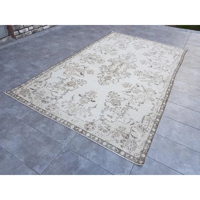 1960s Beige Anatolian Floral Carpet For Sale - Image 4 of 11