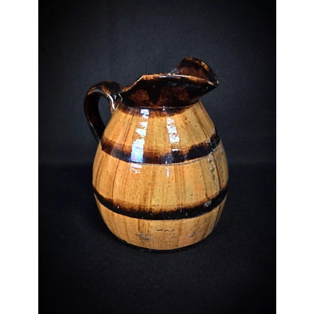 Ceramic Antique Ceramic Barrel-Shaped Pitcher For Sale - Image 7 of 9