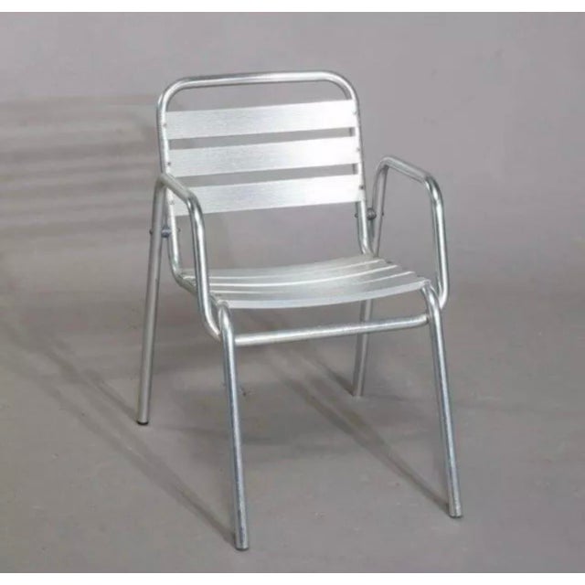 Metal Vintage Set of 4 Mid Century Modern Stacking Aluminum Chairs For Sale - Image 7 of 11