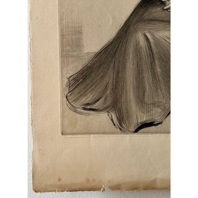 Charcoal Rare C. 1920 Antique Etching: "Rachel" by Henry Brewerton Quinan (1876–1948) Alaska Artist For Sale - Image 8 of 8