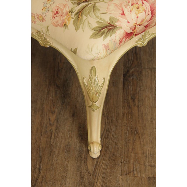 Late 20th Century French Louis XV Style Large Painted Frame Upholstered Ottoman For Sale - Image 10 of 12