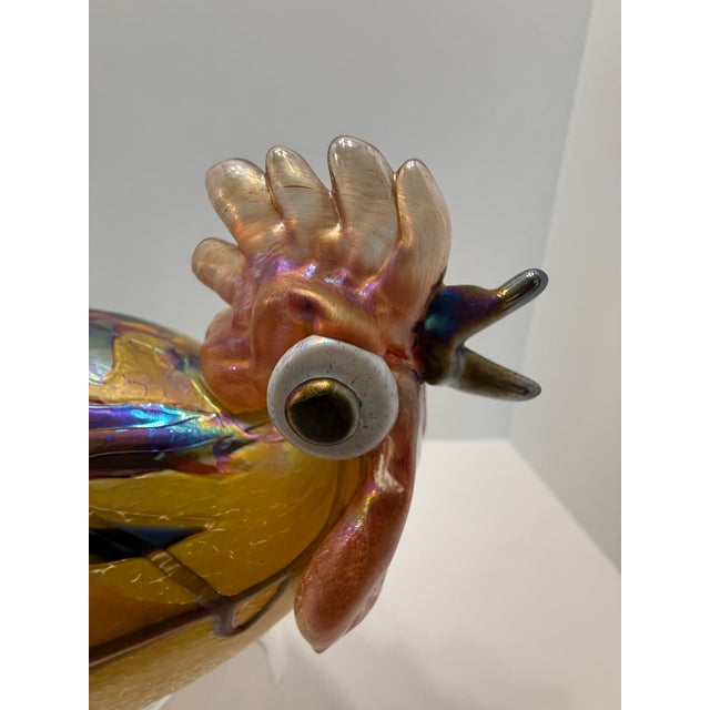 Signed Kasimir Limited Edition Art Glass Rooster 7/36 Iridescent Studio Sculpture For Sale - Image 4 of 12