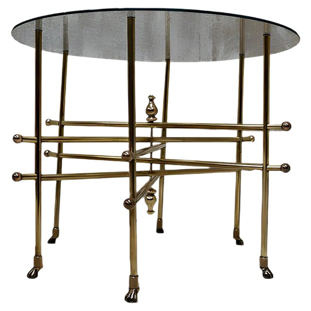 Brass Claw Feet Coffee Table, 1970s For Sale