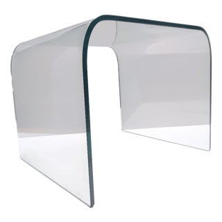Square Aquamarine Glass Coffee Table attributed to Pietro Chiesa for Fontana Arte, 1980s For Sale