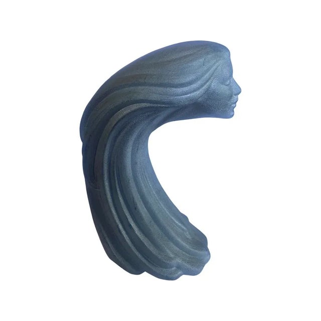 Circa 1980 Vintage Woman of the Wind Ceramic Sculpture in Metallic Silver For Sale - Image 4 of 11