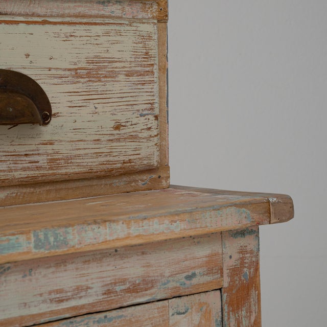 Mid 20th Century French Wood Patinated Apothecary Cabinet with Glass Doors For Sale - Image 11 of 18