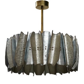 Murano Round Art Glass and Brass Pendant, 2000 For Sale