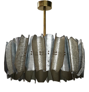 Murano Round Art Glass and Brass Pendant, 2000